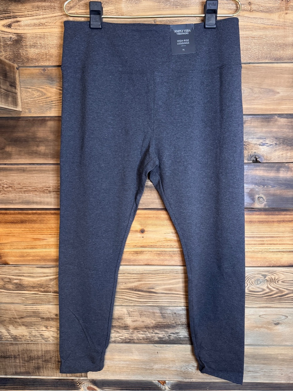Simply Vera Wang Women’s Dark Charcoal Gray High-Rise Leggings | NWT | Size Larg